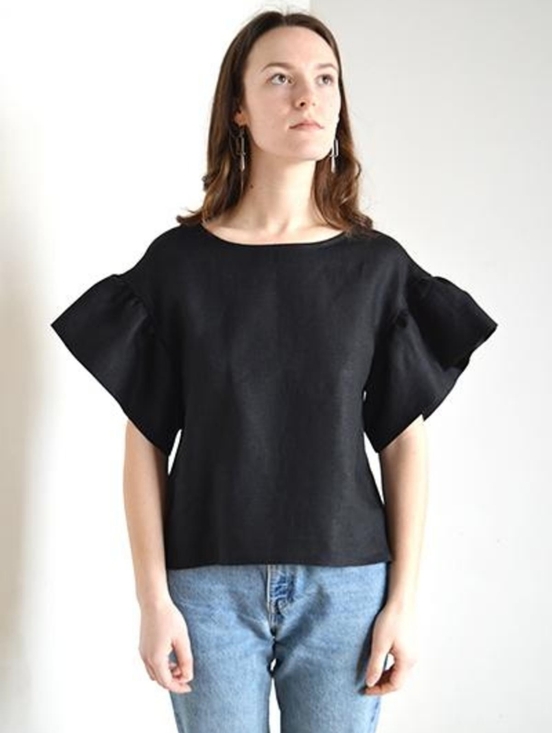 Eliza Faulkner Linen Raffi Top in Brown - Picture 2 of 9